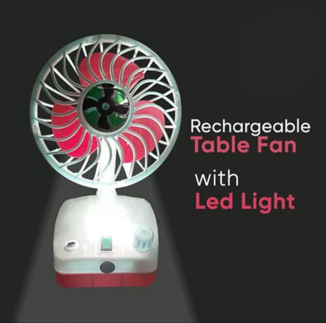 Rechargable Table Fan with LED Light