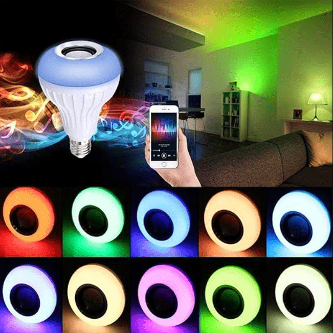 Led Music Light Bulb With Bluetooth Speaker Rgb Self Changing Color Lamp Built-In Audio Speaker For Home, Bedroom, Living Room, Party Decoration, 12 Watts